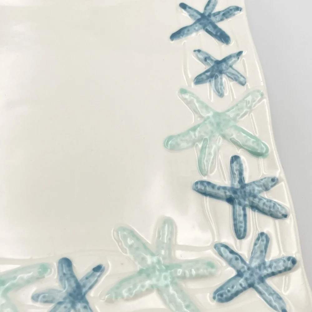 Coastal Home Cape Coral Starfish Square Salad Plates 9